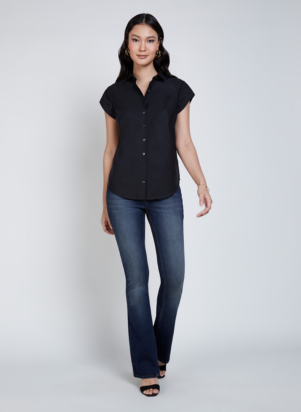 Camisa Tricoline Liso Dudalina Feminina