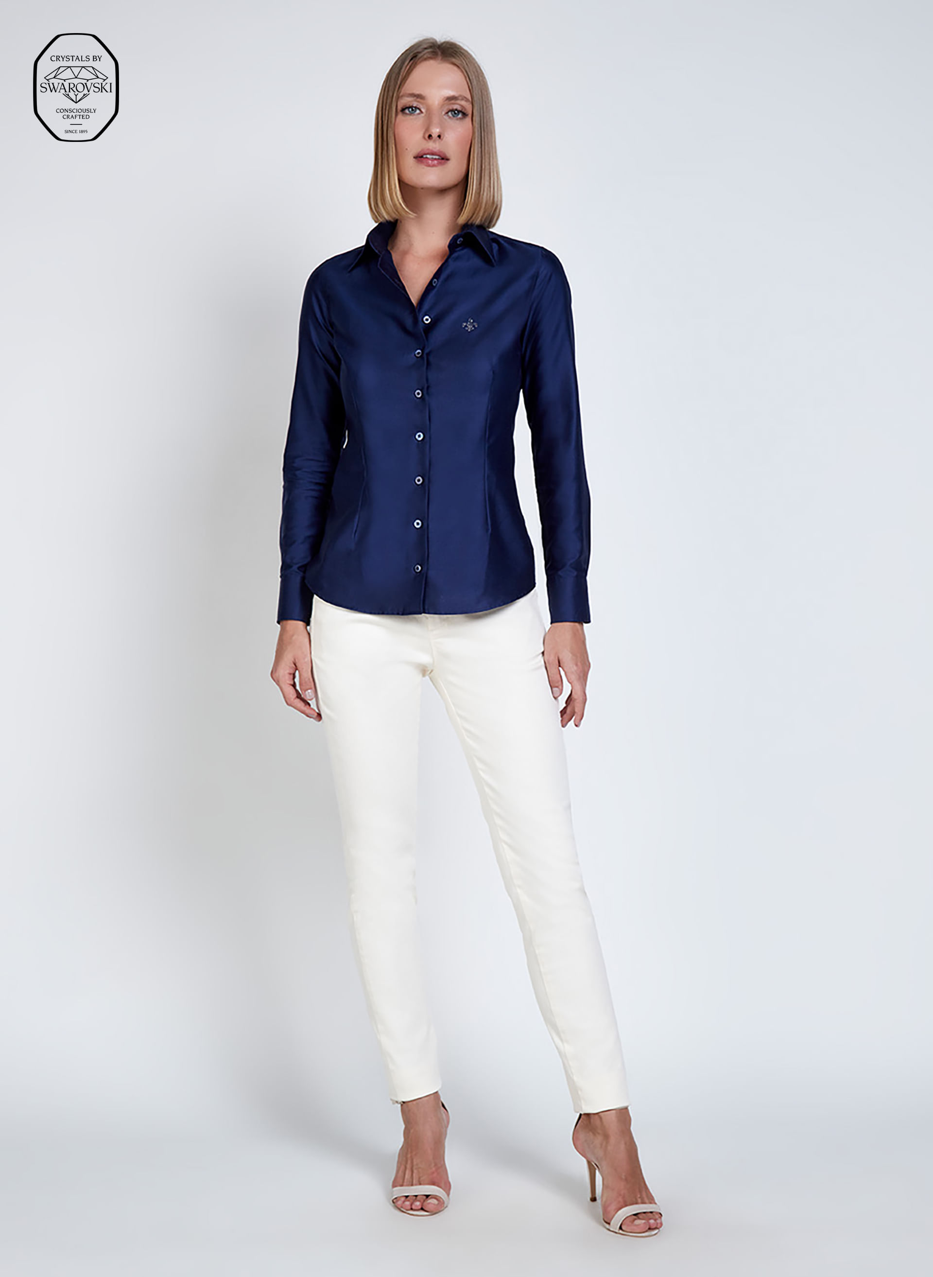 Camisa Luxury Cetim de Algodão Lisa Dudalina Feminina