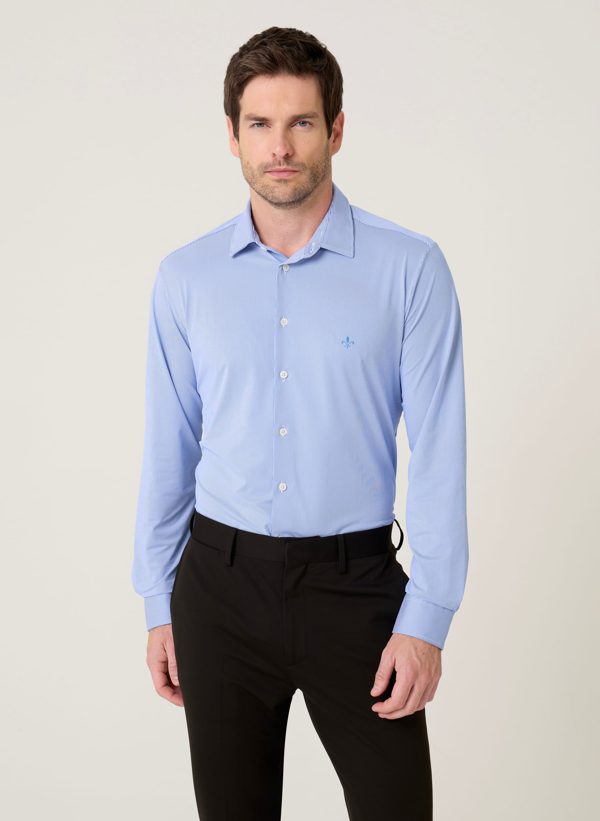 Camisa Slim Fit Performance Listrada Dudalina Masculina